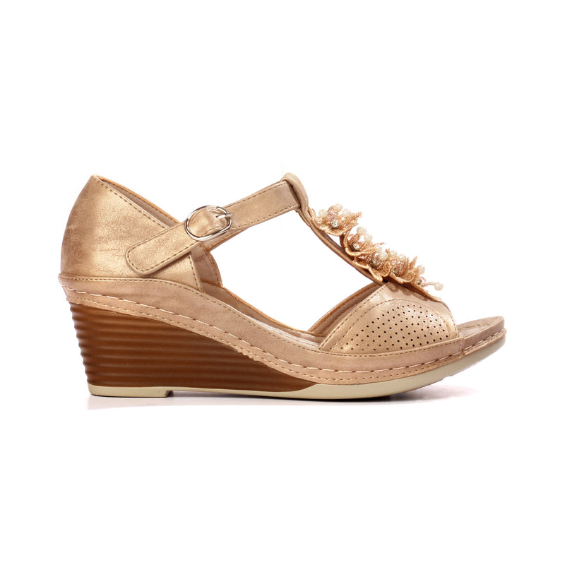 High heel Wedges for Women for Casual / Festive use-Beige - Sandals - Pavers England