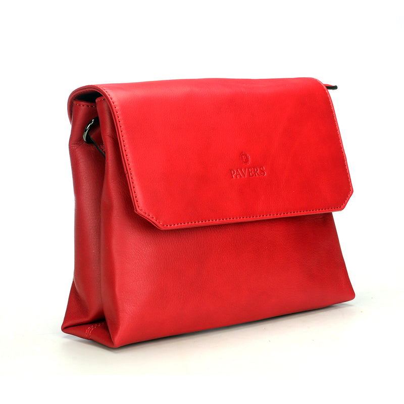 Red Leather Sling Bag for Women