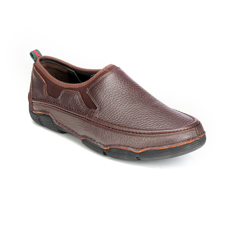 Textured Leather Slip-on Shoes - Brown - Comfort Fits - Pavers England