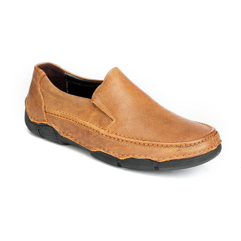Trendy Textured Leather Slip-on - Tan - Comfort Fits - Pavers England