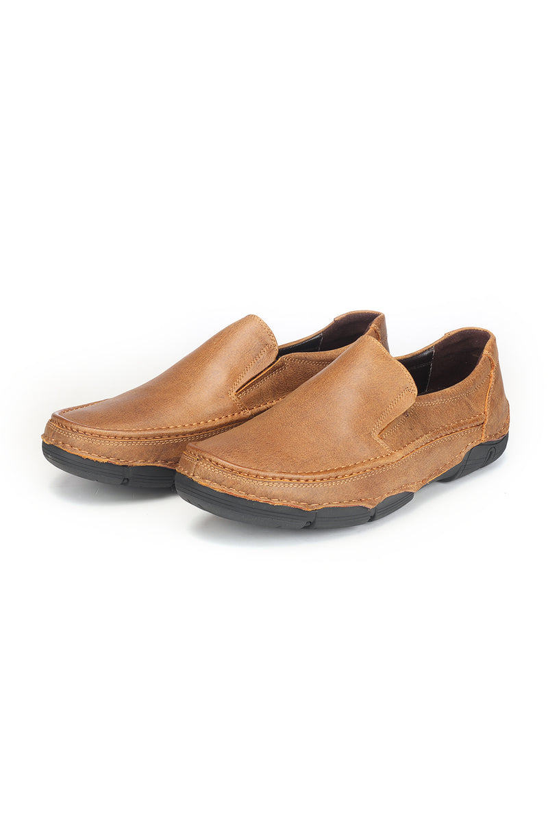 Trendy Textured Leather Slip-on - Tan - Comfort Fits - Pavers England