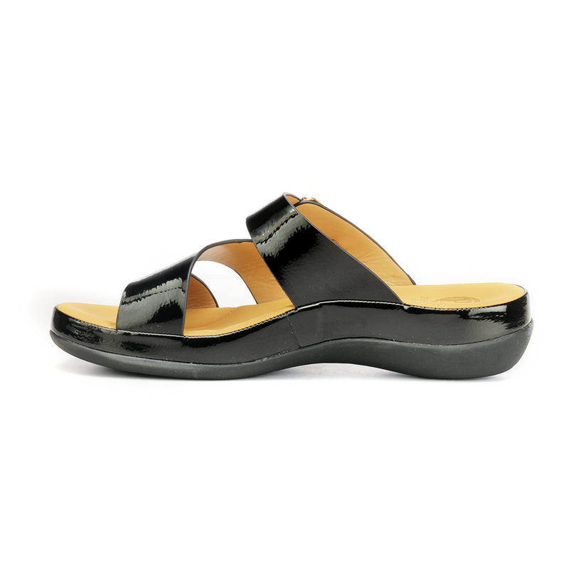 Slip-on Mules with Adjustable Strap - Black - Open Mules - Pavers England