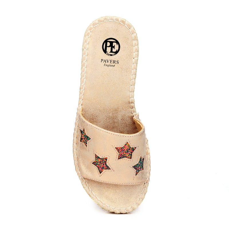 Mules for Women with Patchwork-Gold - Mules - Pavers England