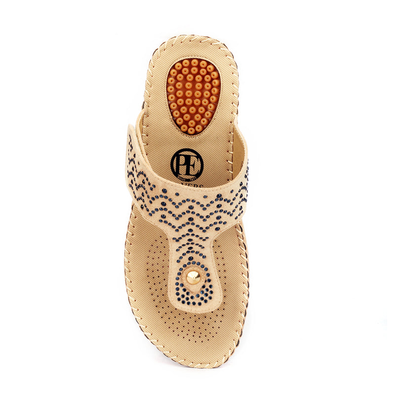 Embellished Toepost for Women-Beige - Toeposts - Pavers England