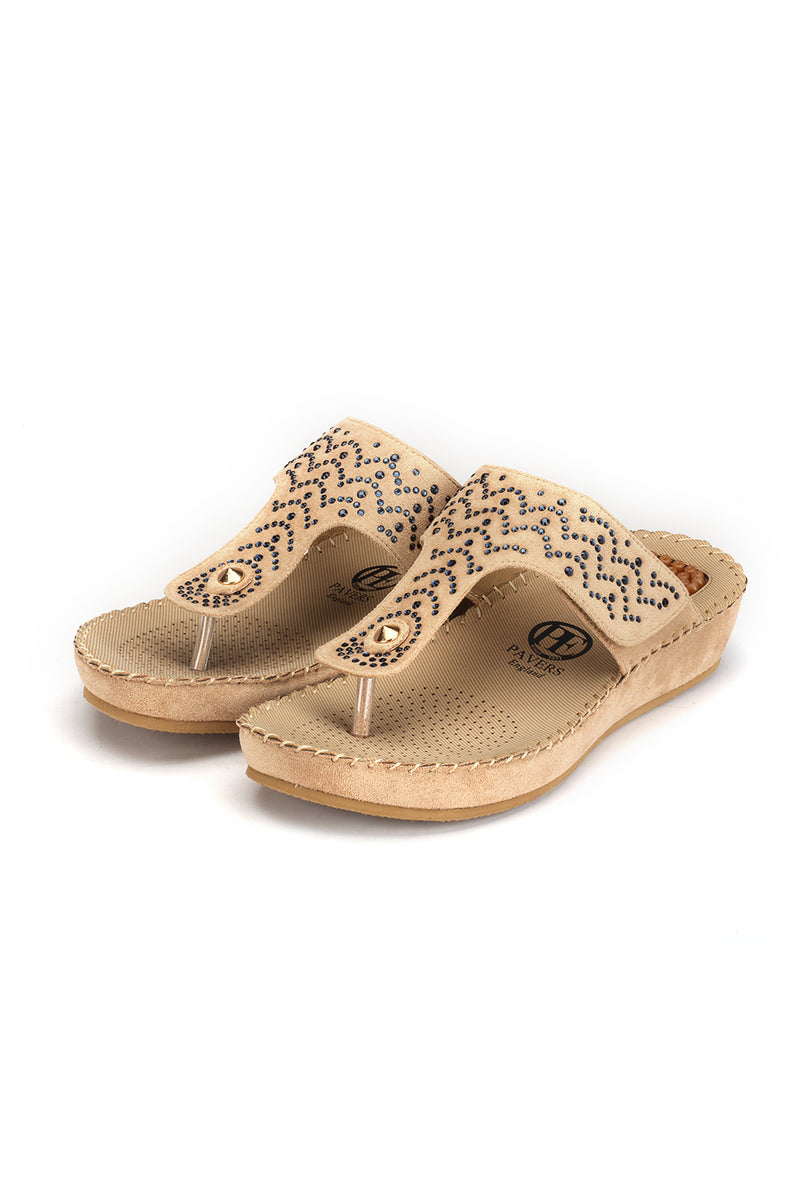 Embellished Toepost for Women-Beige - Toeposts - Pavers England