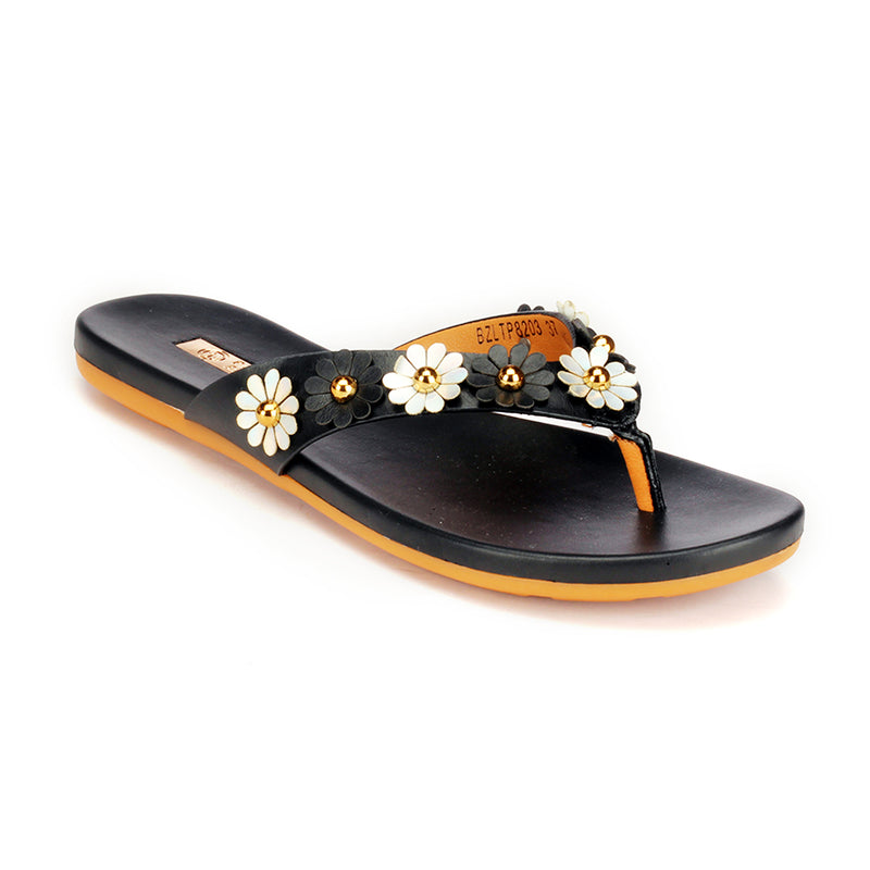 Chic Floral Toepost for Women - Black - Toeposts - Pavers England
