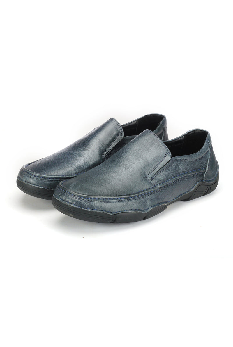 Trendy Textured Leather Slip-on - Navy - Comfort Fits - Pavers England