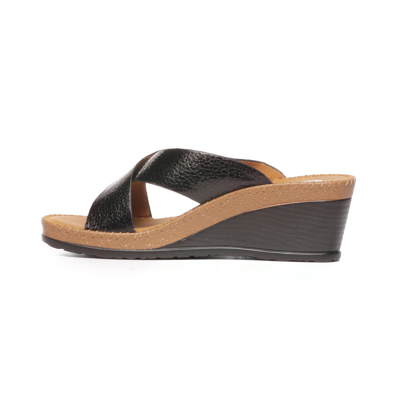Textured Mule Wedges for Women-Black - Mules - Pavers England