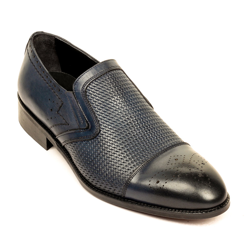 Stylish Leather Slip-ons for Men - Navy - Formal Loafers - Pavers England