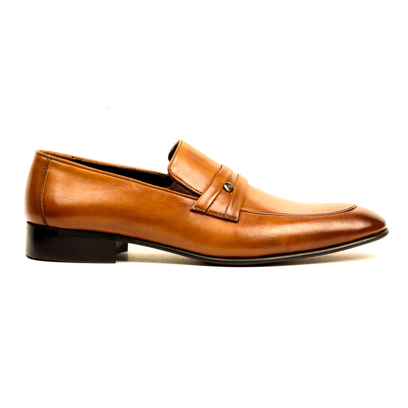 Leather Slip-ons for Men - Tan - Formal Loafers - Pavers England