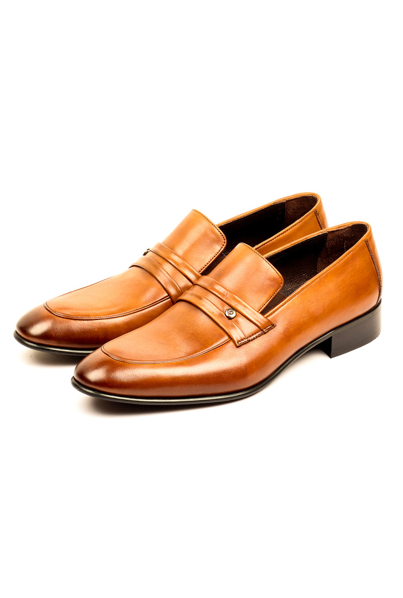 Leather Slip-ons for Men - Tan - Formal Loafers - Pavers England