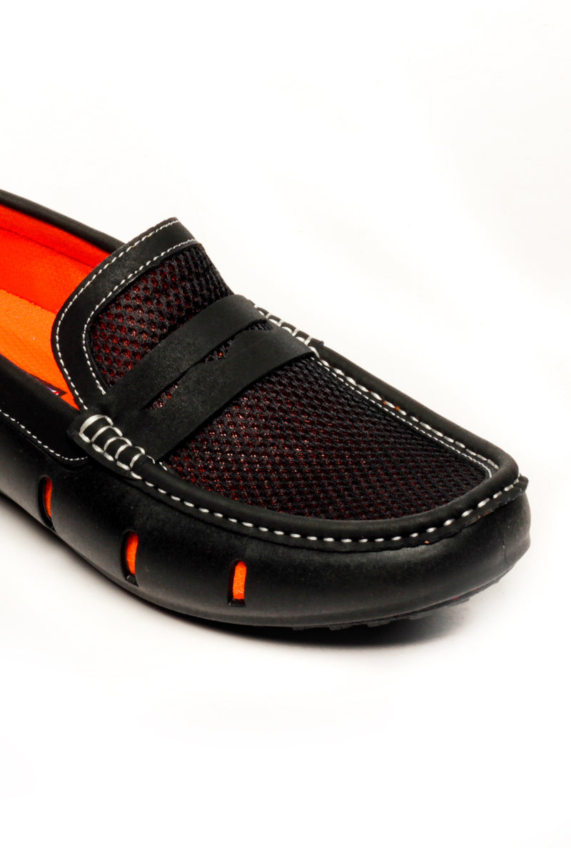 Duo-Tone Men's Penny Loafers - Black - Moccasins - Pavers England