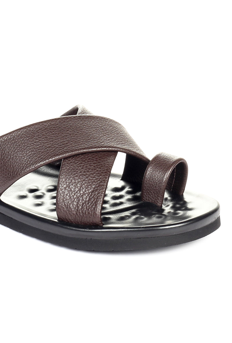 Men's Slip-on Casual Sandals - Brown - Open Toe - Pavers England