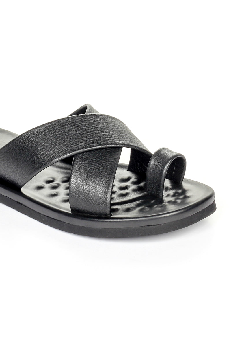 Men's Slip-on Casual Sandals - Black - Pavers England