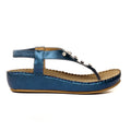 Jewel Embellished Slip-On Sandals for Women-Blue - Sandals - Pavers England