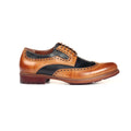 Men's Brogue Shoe - Tan Navy - Laced Shoes - Pavers England