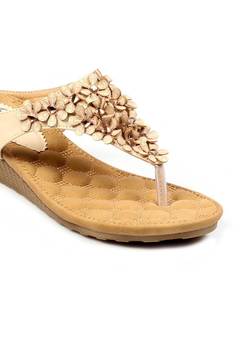 Toepost Wedges with Blings for Women-Beige - Toeposts - Pavers England