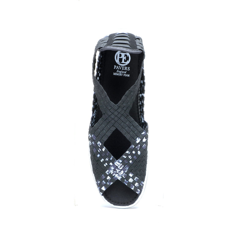 Elastic Peep Toe Slip-ons - Black Multi - Sandals - Pavers England