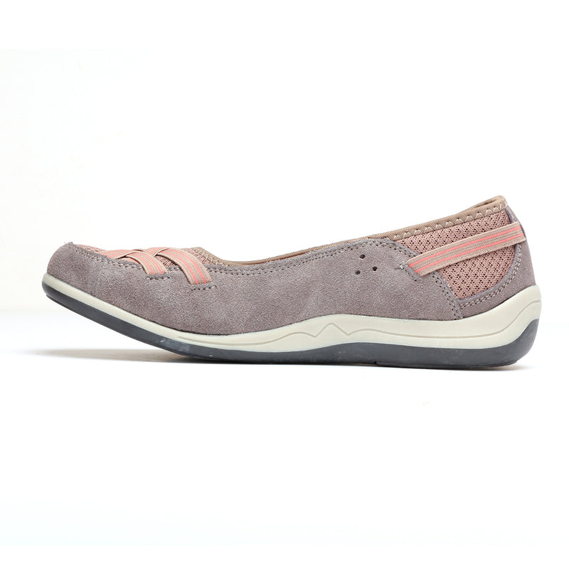 Suede Loafers for Women - Taupe - Full Shoes - Pavers England