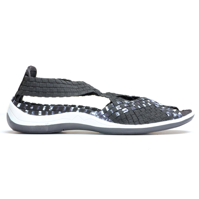 Elastic Peep Toe Slip-ons - Black Multi - Sandals - Pavers England