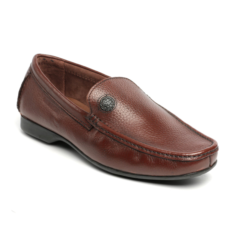 Split Toe Leather Slip-on Shoe - Brown - Formal Loafers - Pavers England