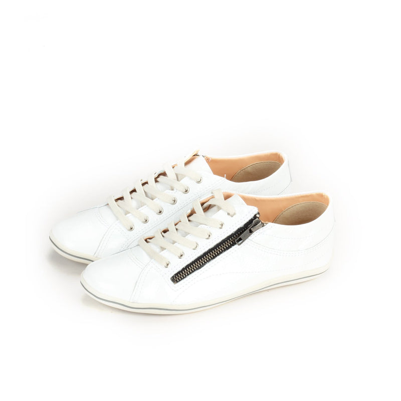 Women's Lace-up-White Patent - Sneakers - Pavers England