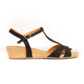 Medium Heel Wedges for Women - Black - Sandals - Pavers England