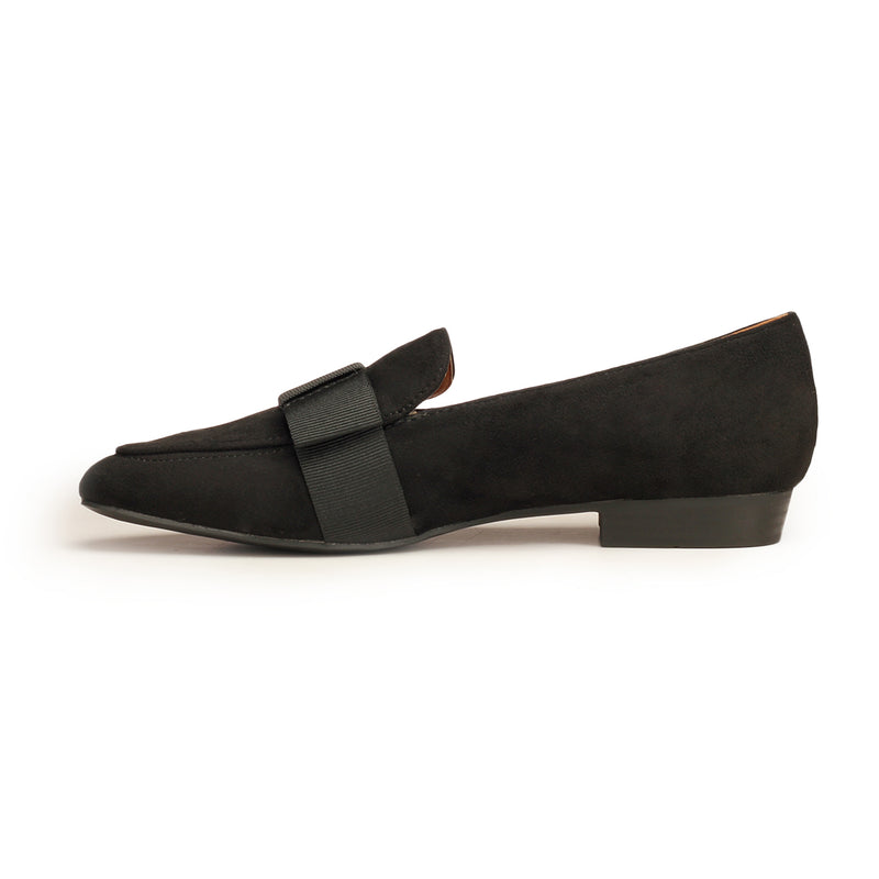 Textile Loafers with Medium Heel for Women - Black - Pumps - Pavers England