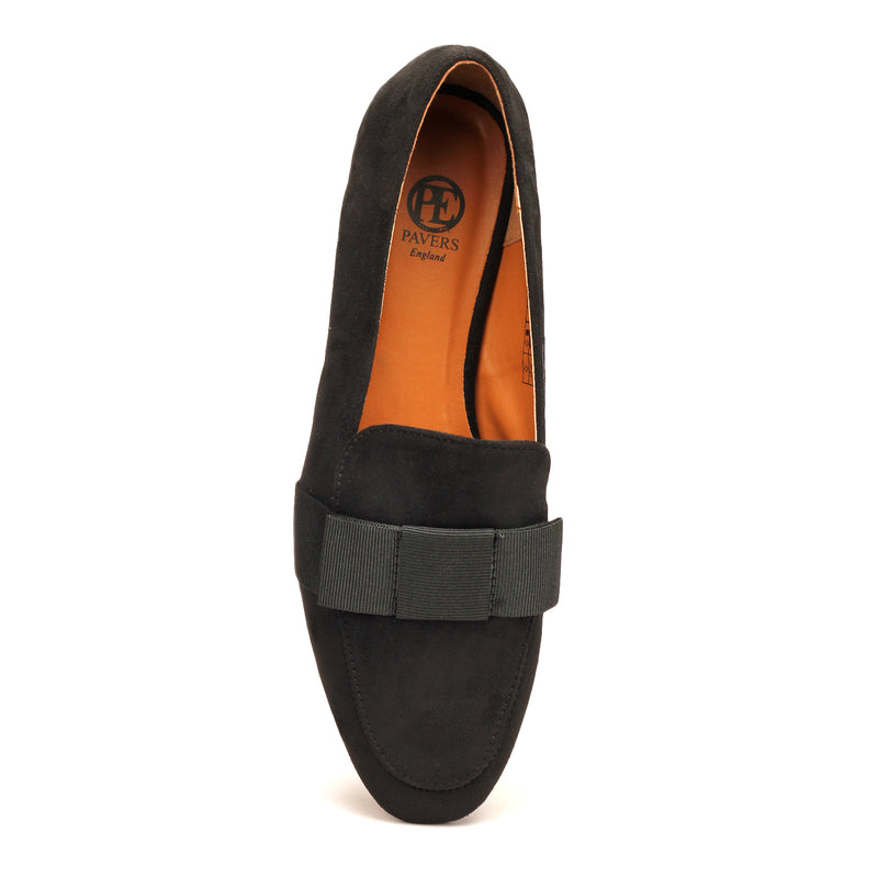 Textile Loafers with Medium Heel for Women - Black - Pumps - Pavers England