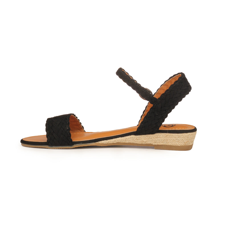 Stylish Low Heel Textile Sandals for Women - Black - Sandals - Pavers England