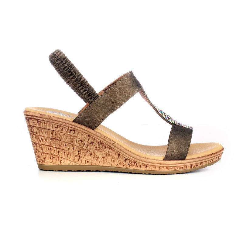 Wedges with Blings for Women-Bronze - Sandals - Pavers England