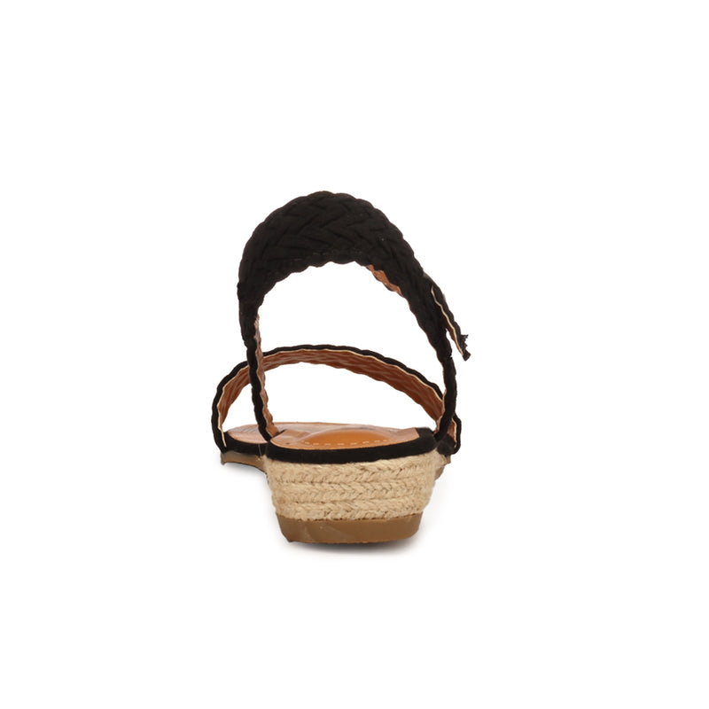 Stylish Low Heel Textile Sandals for Women - Black - Sandals - Pavers England