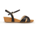 Textile Wedges with Medium Height for Women - Black - Sandals - Pavers England