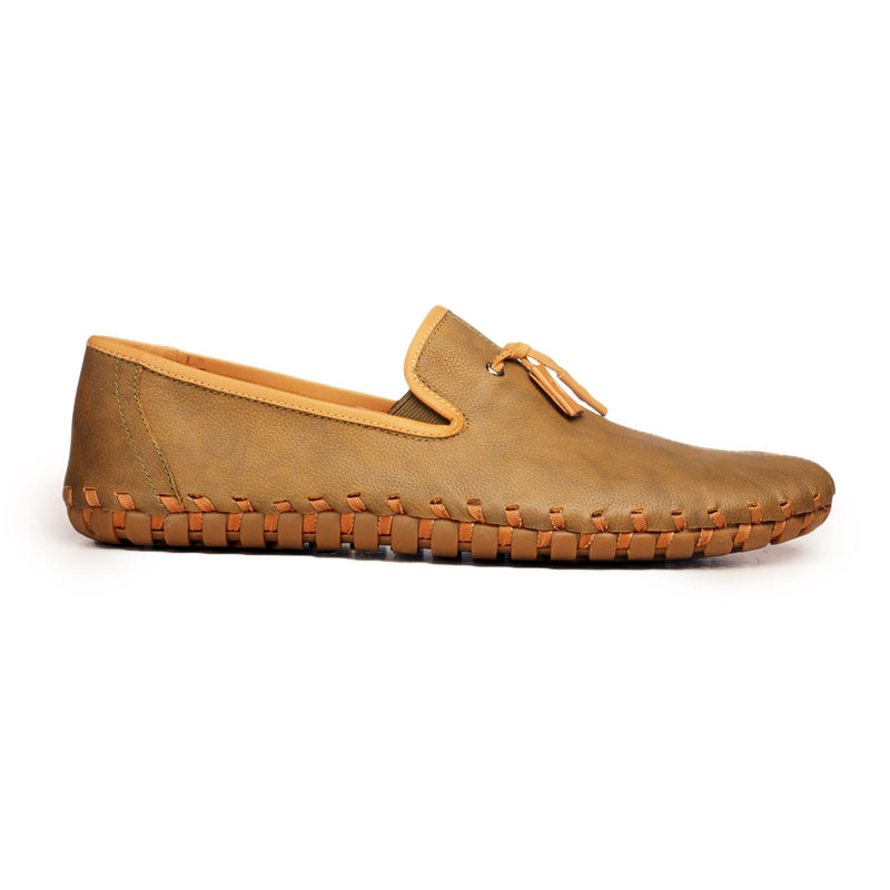 Tassled Slipon Shoes For Men - Taupe - Moccasins - Pavers England