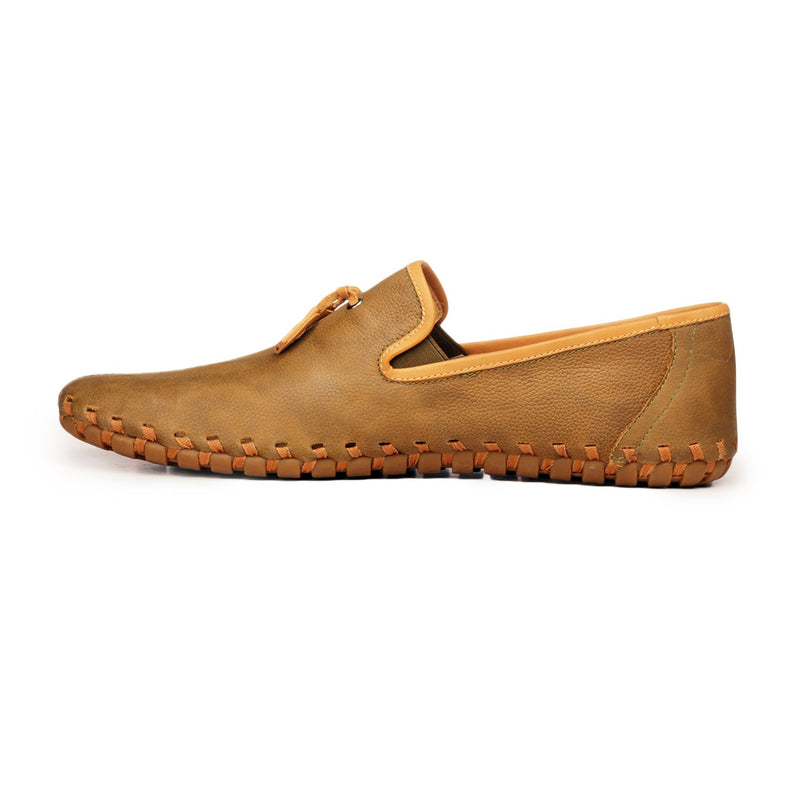 Tassled Slipon Shoes For Men - Taupe - Moccasins - Pavers England