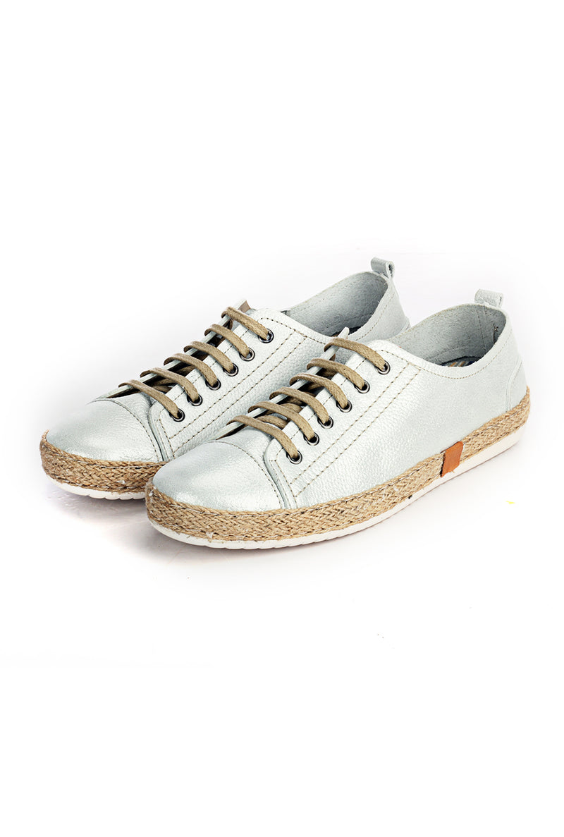 Leather Sneaker for Women - Silver - Sneakers - Pavers England