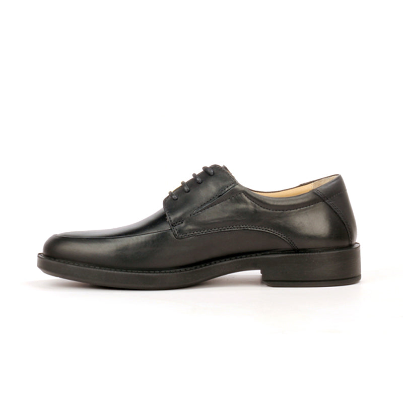 Leather lace-up shoes with low heel for men-Black - Laced Shoes - Pavers England