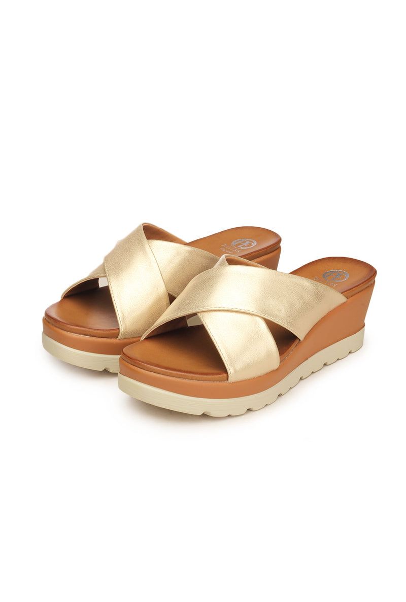 Ethinic Wedges for Women-Gold - Mules - Pavers England