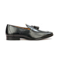 Men’s leather tassel loafers with low heel - Black - Wedding & Occasion - Pavers England