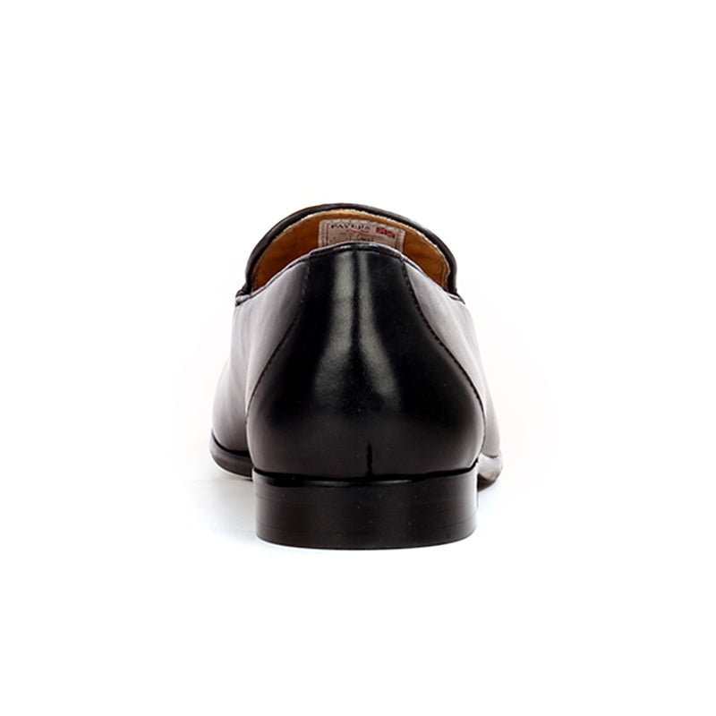 Men’s leather tassel loafers with low heel - Black - Wedding & Occasion - Pavers England