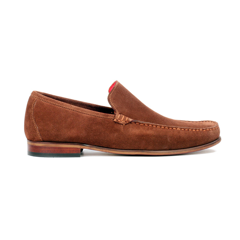Suede loafers with low heel for men-Brown - Formal Loafers - Pavers England