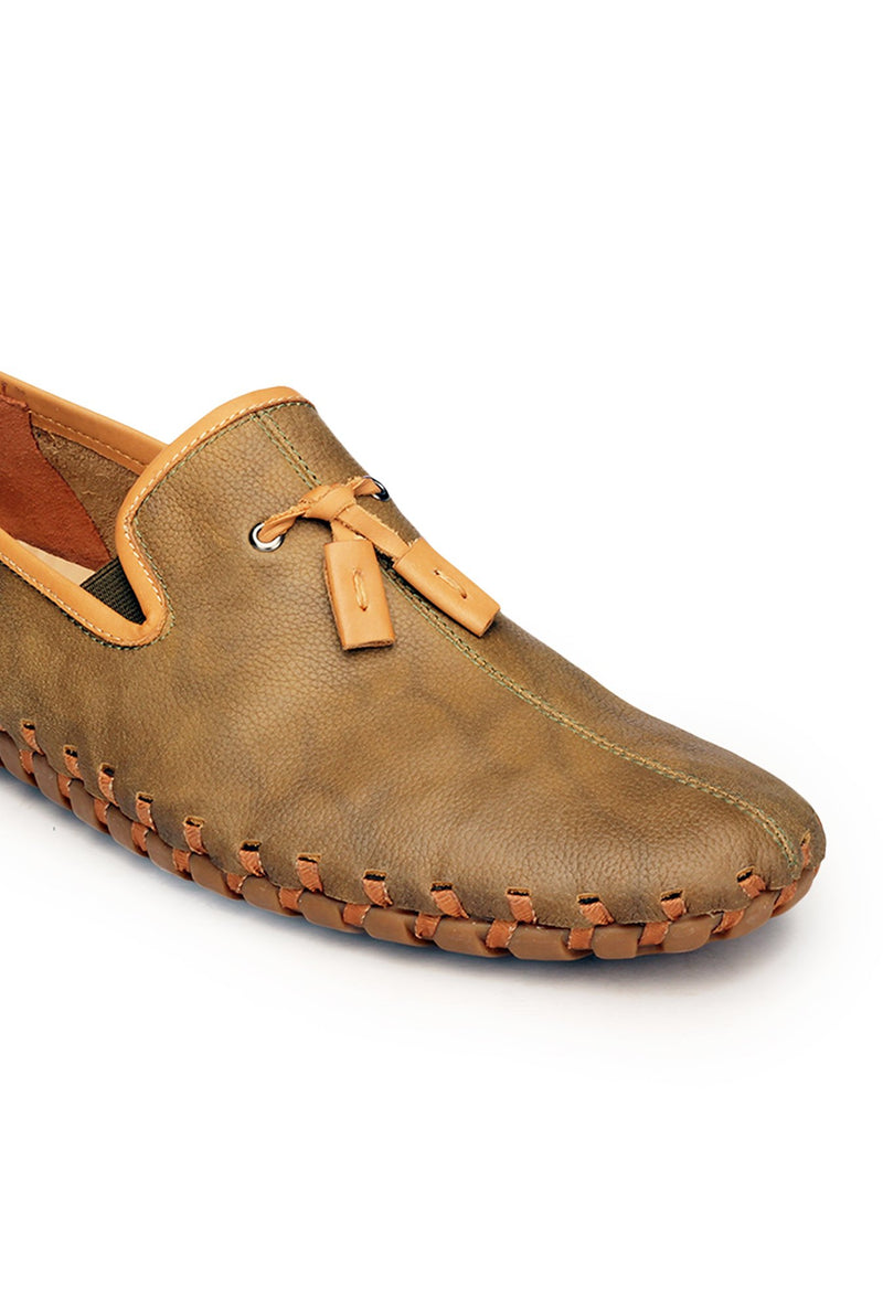 Tassled Slipon Shoes For Men - Taupe - Moccasins - Pavers England