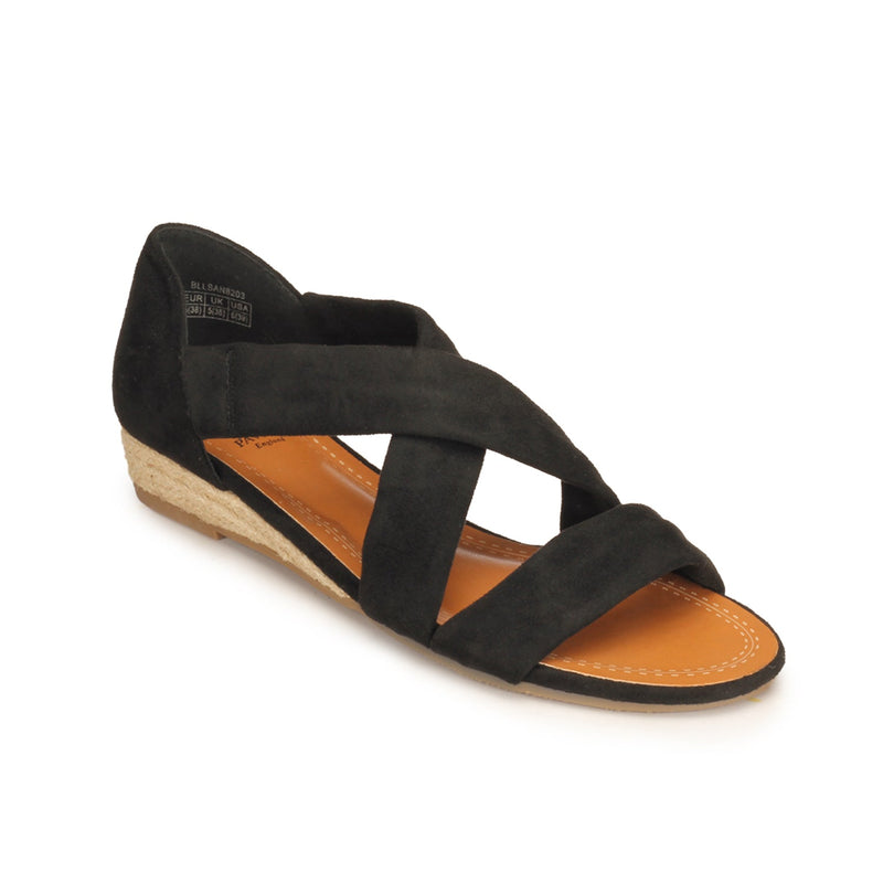 Low Heel Textile Sandals for Women - Black - Sandals - Pavers England
