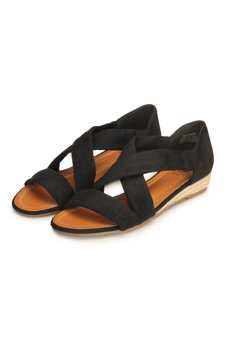 Low Heel Textile Sandals for Women - Black - Sandals - Pavers England