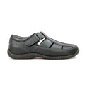Men’s leather sandals with Velcro fastening - Black - Sandals - Pavers England