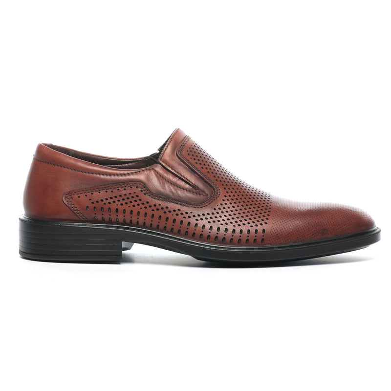 Low Heel Leather Slip-ons-Brown - Formal Loafers - Pavers England