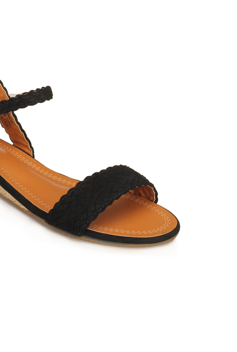 Stylish Low Heel Textile Sandals for Women - Black - Sandals - Pavers England