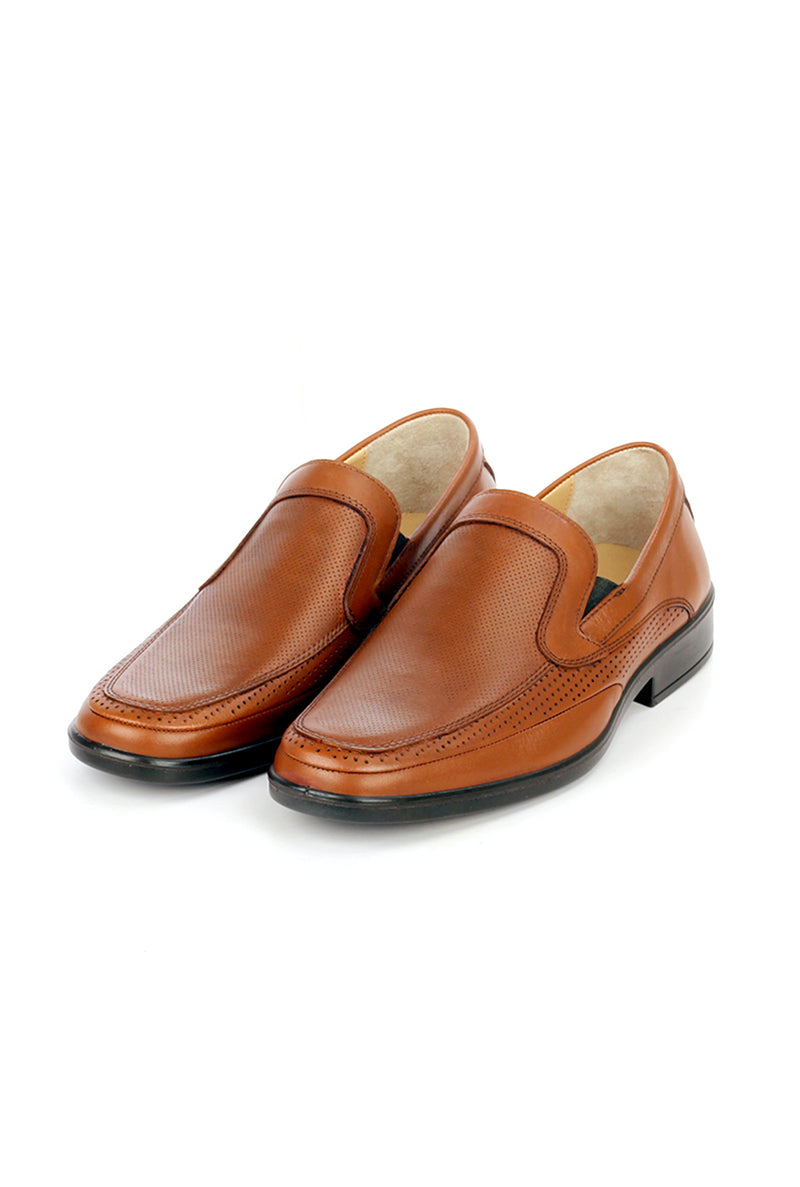 Men’s leather loafer shoes with laser cut details