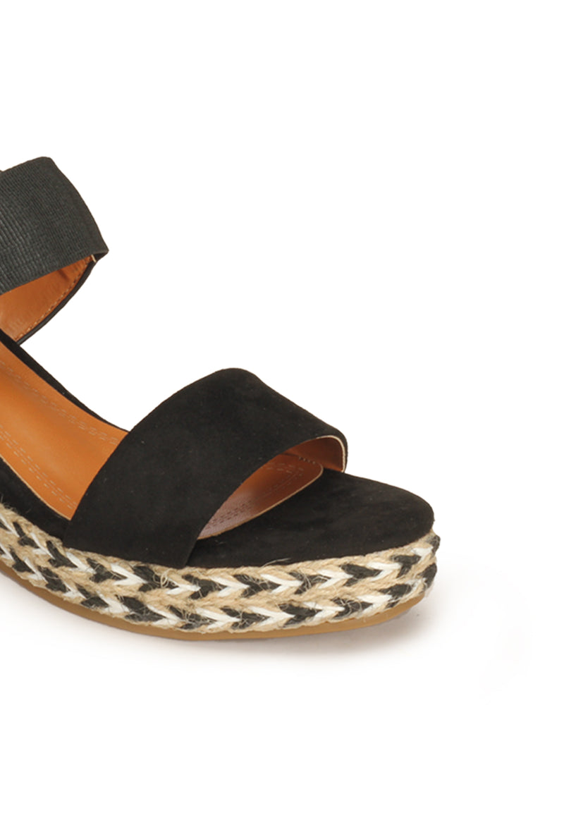 Stylish High Heel Wedges for Women - Black - Sandals - Pavers England