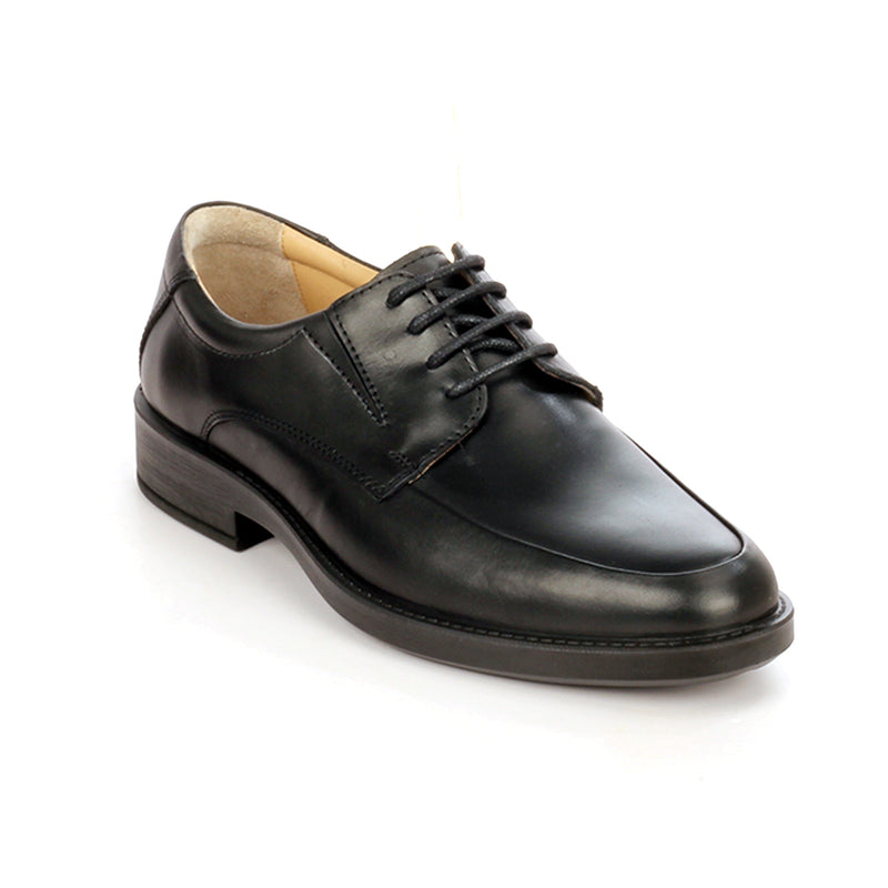 Leather lace-up shoes with low heel for men-Black - Laced Shoes - Pavers England